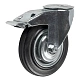 Промышленное колесо 200 мм (под болт, поворотное, тормоз, черная резина, роликоподшипник) - SChb 80